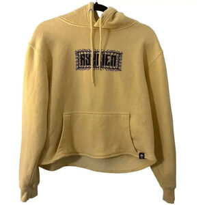 Ayylien Cropped Hoodie Size Small Yellow Hooded Sweatshirt Comfy Soft